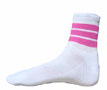 Wholesale Meduim Low Cut White Sock With Hot Pink Stripes